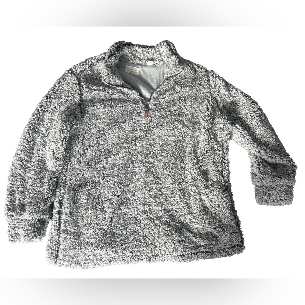 Women's Gray Sherpa Turtleneck Sweater - Cozy crew zip jacket